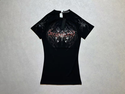 Breathedivinity Gothic Fitness Tee - Moisture-Wicking Stretch Short Sleeve - B X red