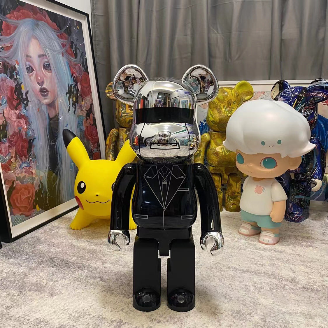BE@RBRICK 1000% Building Block Figure 70CM | Limited Edition Collectible Bear Toy - Dumb Punk Gen2 Silver