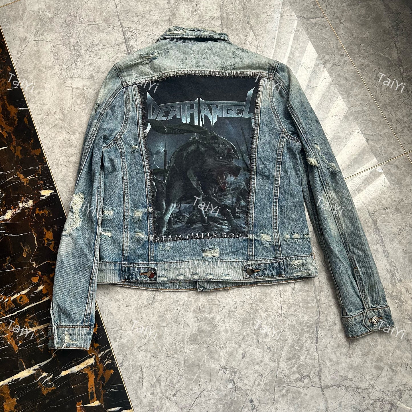 AMIRI 16OG Patchwork Back Kill Denim Jacket Metallica High-Street