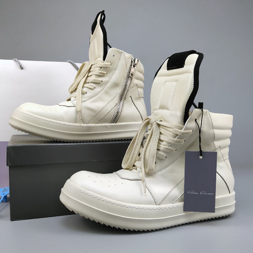 Rick Owen Reverse Triangle High-Top Leather Shoes Thick Sole Sneakers
