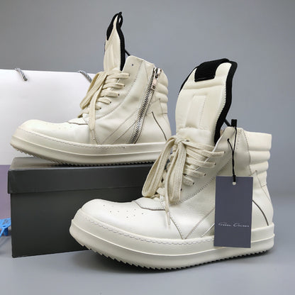 Rick Owen Reverse Triangle High-Top Leather Shoes Thick Sole Sneakers