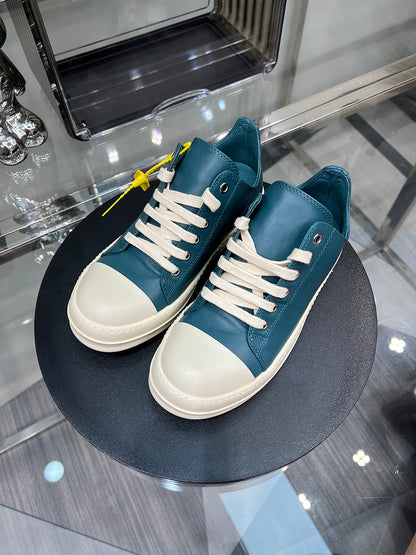 Rick Owen Low-Top Leather Platform Sneaker RO Dark Elevated Sole Casual Shoes