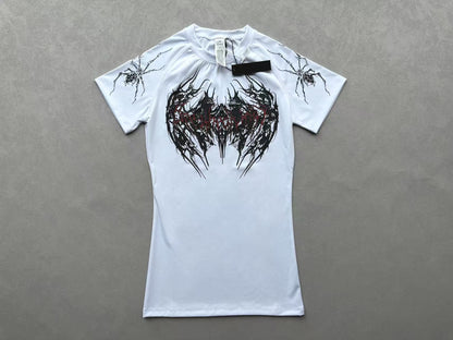 Breathedivinity Gothic Fitness Tee - Moisture-Wicking Stretch Short Sleeve - W X red
