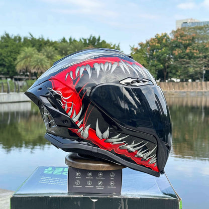 Mecha NBTK Motorcycle Helmet - Full-Cover Retro Design Bluetooth 3C DOT & Dual Visor
