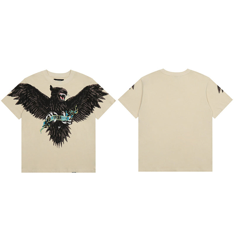 REPRESENT Washed Distressed Doberman Shark Short-Sleeve T-Shirt FOG