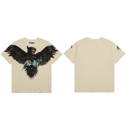REPRESENT Washed Distressed Doberman Shark Short-Sleeve T-Shirt FOG