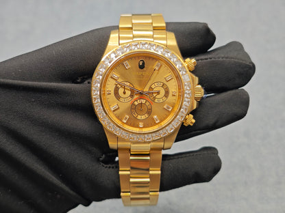 BAPE TYPE 4 BAPEX Ape Power Quartz Watch - Daytona-Style Chronograph - Gold With Diamond