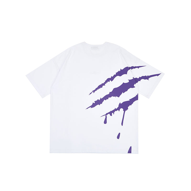 SUAMOMENT BloodClaw Loose Fit Tee Claw Marks Foil Print Couples’ Casual