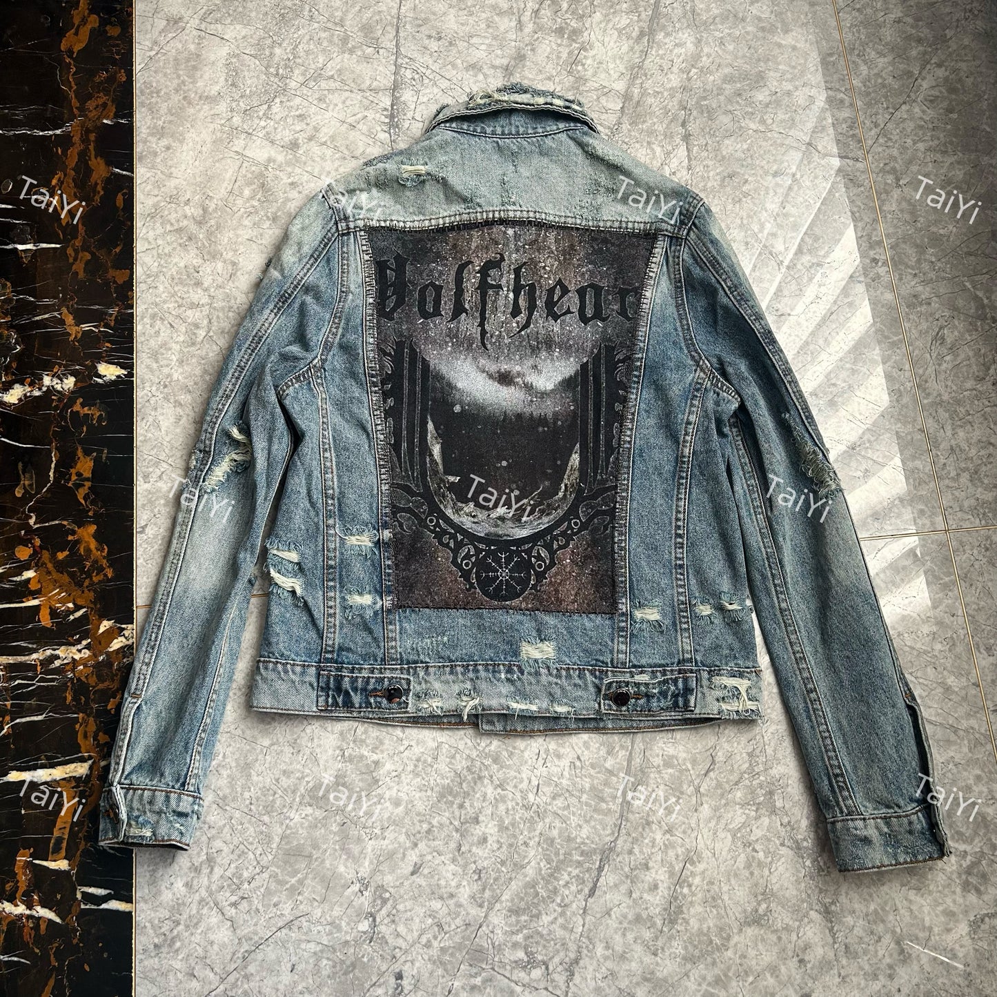 AMIRI 16OG Patchwork Back Kill Denim Jacket Metallica High-Street