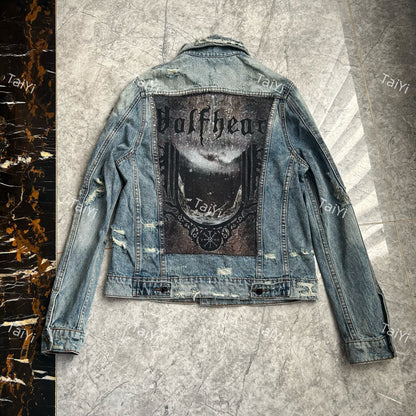 AMIRI 16OG Patchwork Back Kill Denim Jacket Metallica High-Street