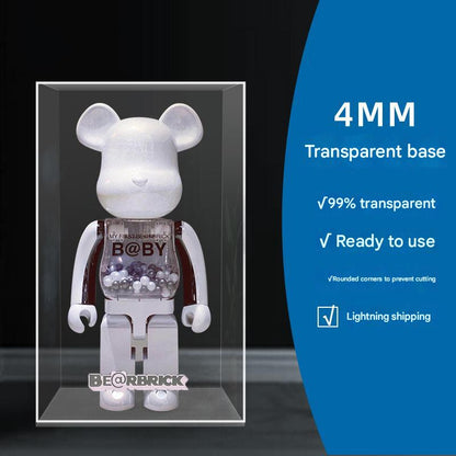 One-Piece Clear Acrylic Display Case for Bearbrick Figures No-Assembly Dustproof Cover - Integrated 29*39*74cm