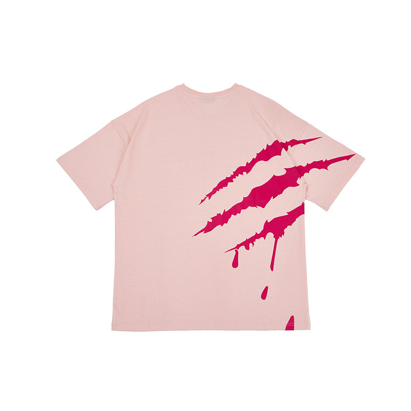 SUAMOMENT BloodClaw Loose Fit Tee Claw Marks Foil Print Couples’ Casual