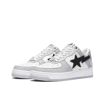 BAPESTA Classic Patent Leather Sneaker Low-Top Casual Skateboard Shoes
