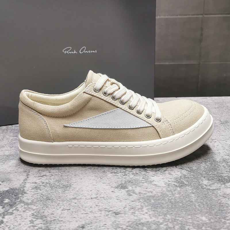 RO 22SS Vintage Leather Low-Top Sneaker Rick Owens - Black/Milk - 
