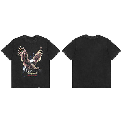 REPRESENT Washed Distressed Doberman Shark Short-Sleeve T-Shirt FOG