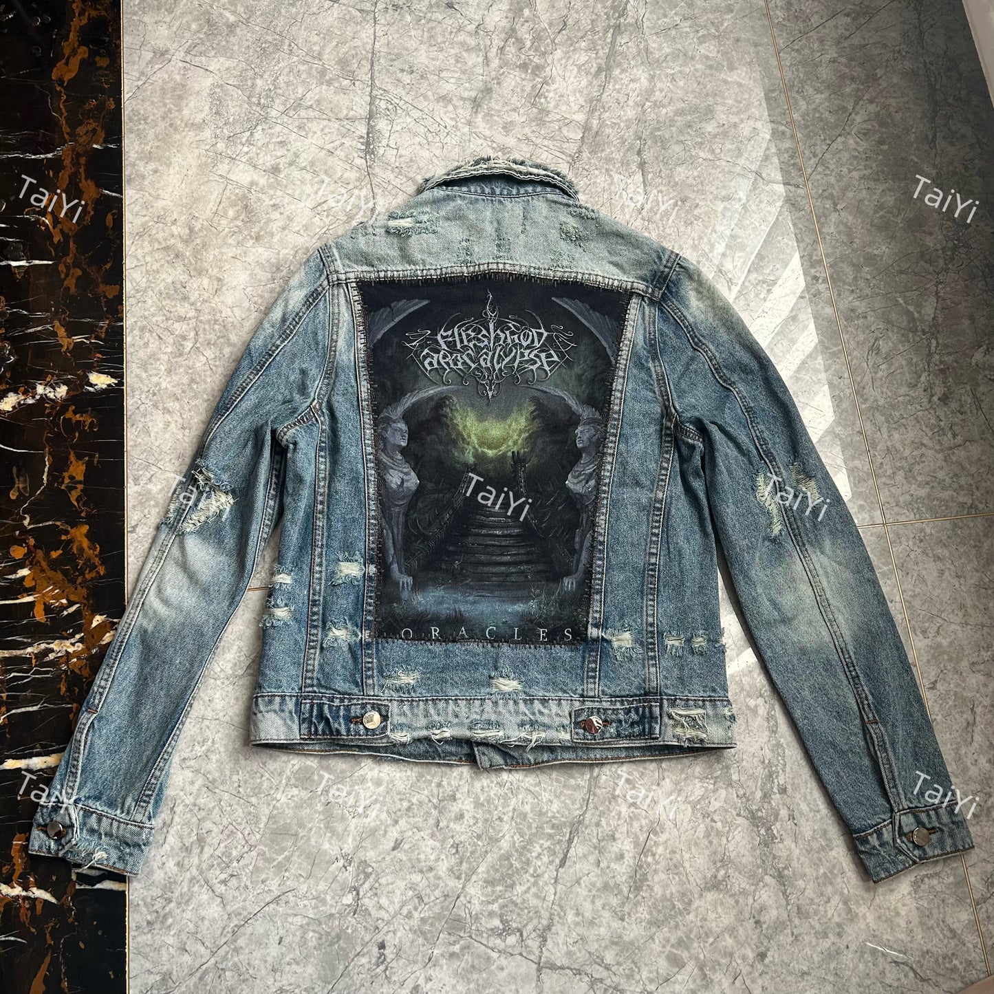 AMIRI 16OG Patchwork Back Kill Denim Jacket Metallica High-Street