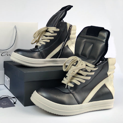 Rick Owen Reverse Triangle High-Top Leather Shoes Thick Sole Sneakers