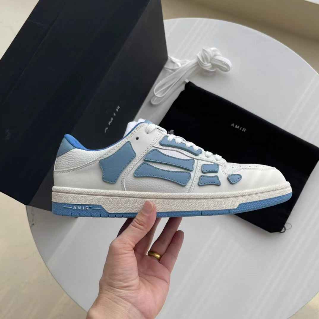 2023SS AMIRI Bone Shoes Lychee Grain Top Layer Cowhide Low-top Leisure Board Shoes