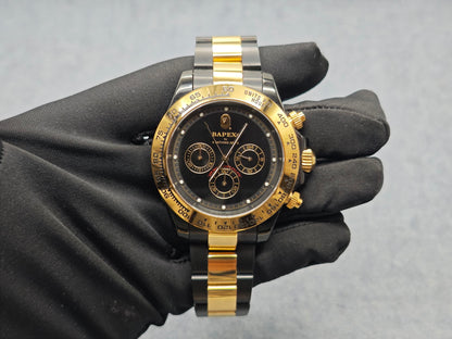 BAPE TYPE 4 BAPEX Ape Power Quartz Watch - Daytona-Style Chronograph - All Black Gold