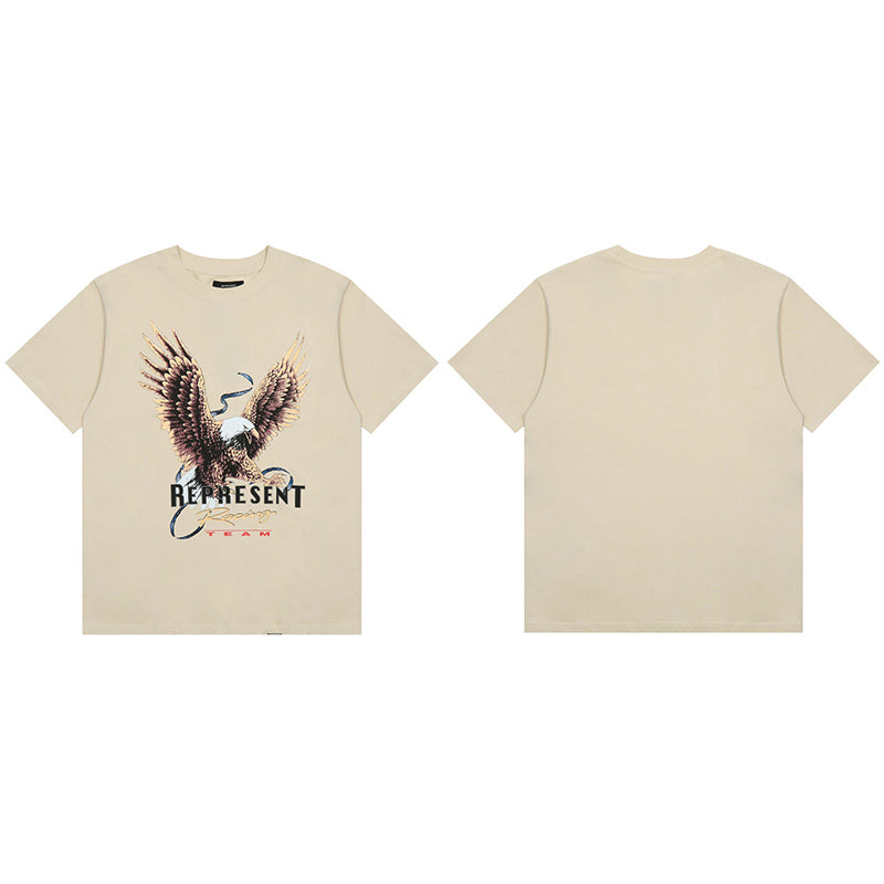 REPRESENT Washed Distressed Doberman Shark Short-Sleeve T-Shirt FOG