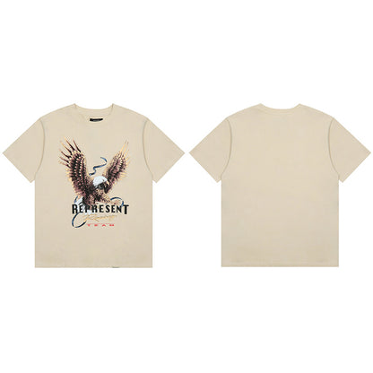 REPRESENT Washed Distressed Doberman Shark Short-Sleeve T-Shirt FOG