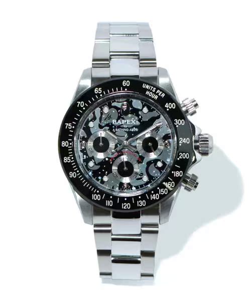 BAPEX TYPE 3 Triple-Eye Primate Head Watch - Panda Dial Quartz Chronograph