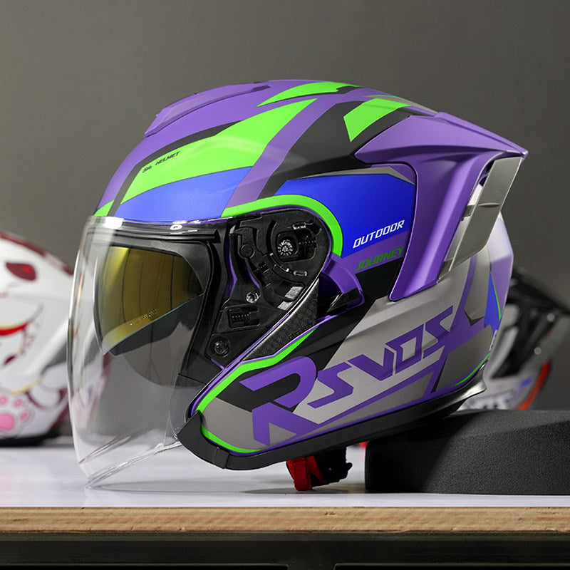 Evangelion Unit-01 Style Bluetooth Helmet - DOT Certified Dual Visor