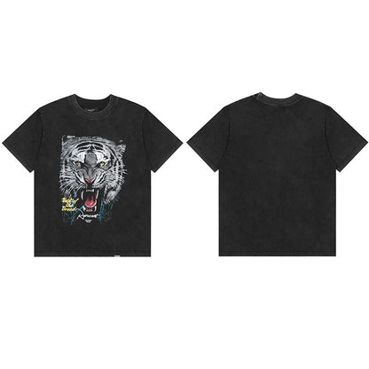 REPRESENT Washed Distressed Doberman Shark Short-Sleeve T-Shirt FOG