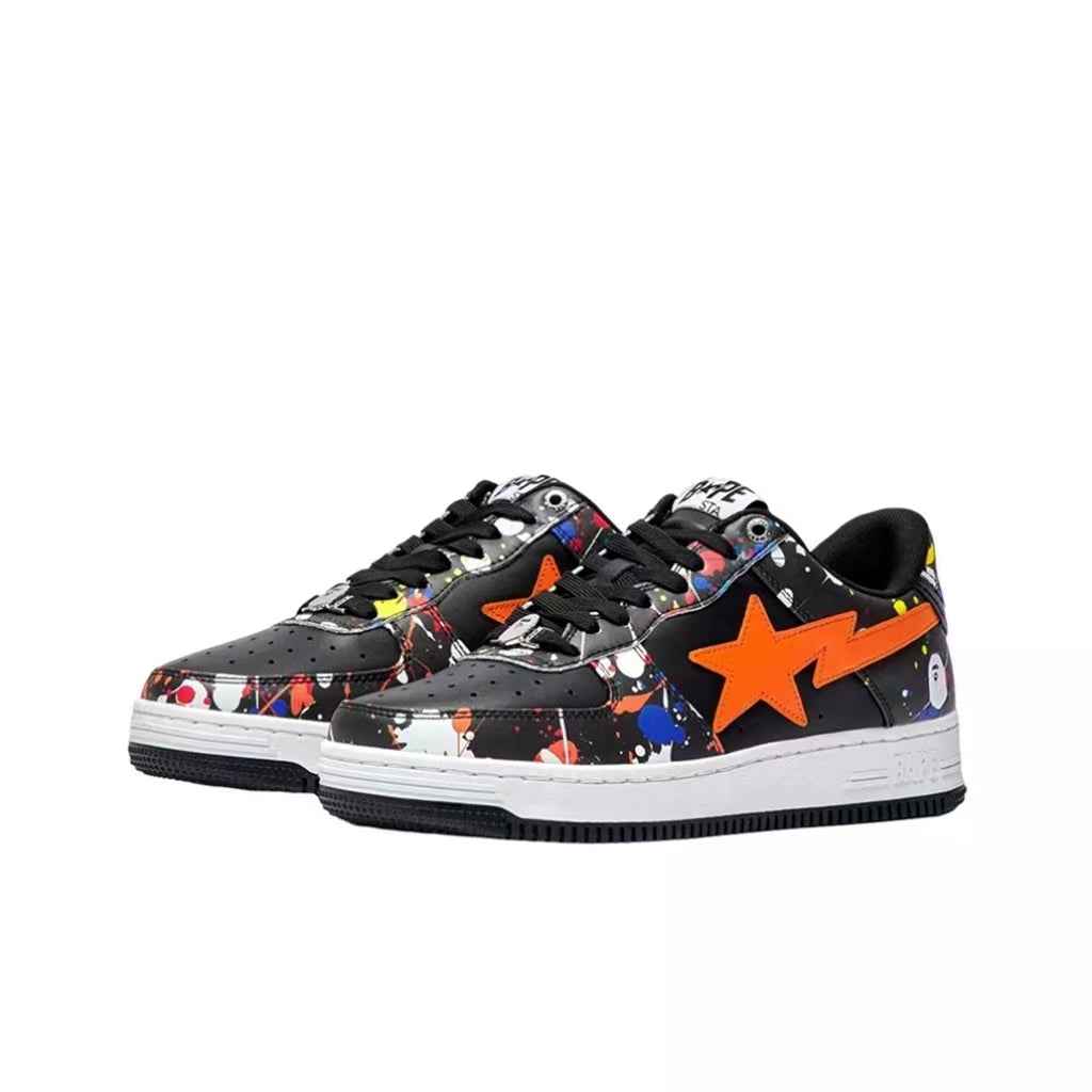 BAPESTA Classic Patent Leather Sneaker Low-Top Casual Skateboard Shoes