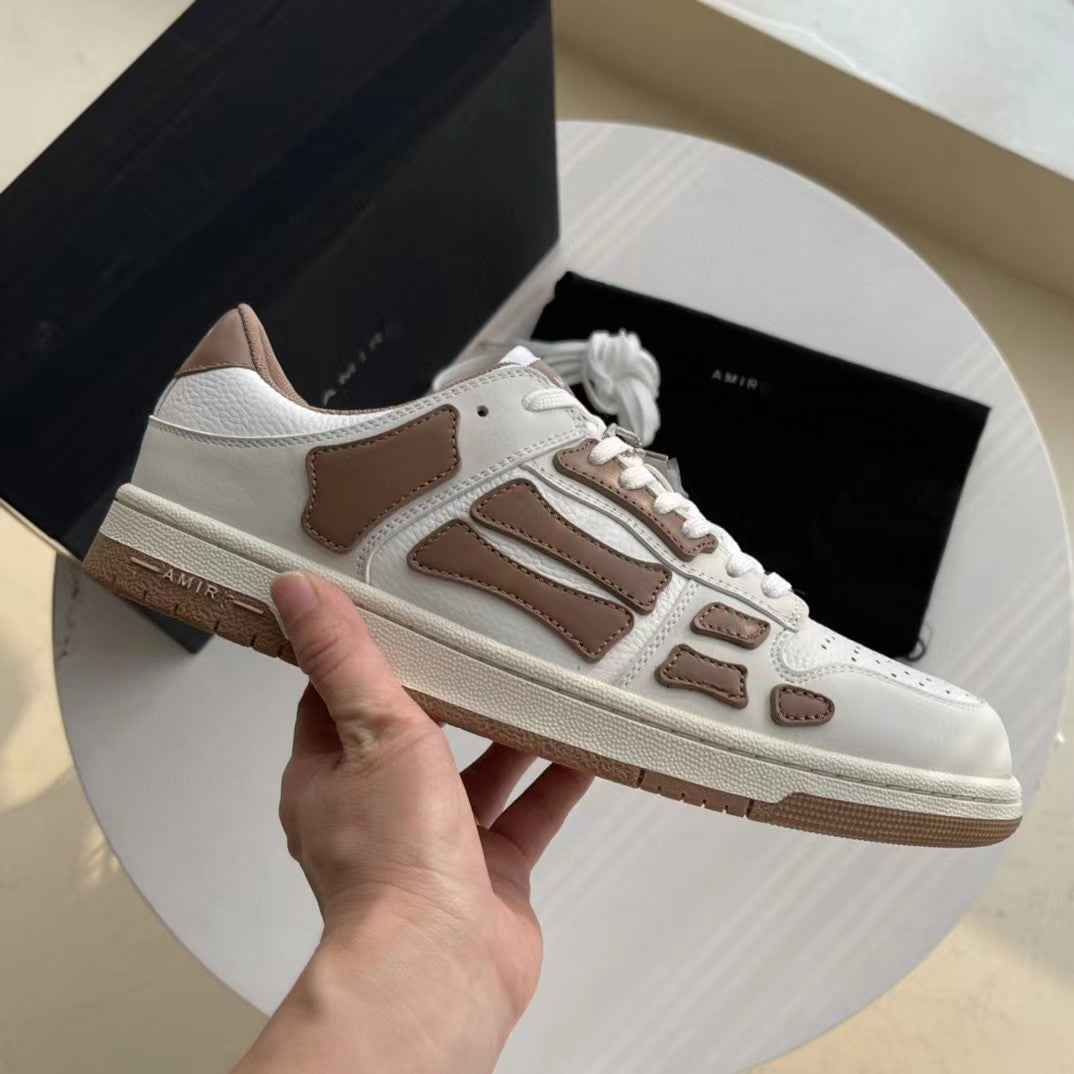 2023SS AMIRI Bone Shoes Lychee Grain Top Layer Cowhide Low-top Leisure Board Shoes
