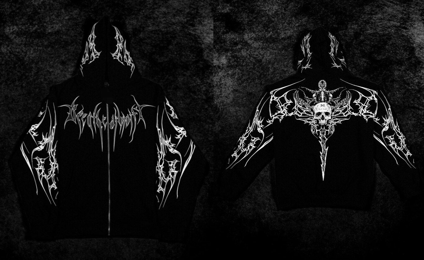 Breathedivinity Dark Gothic Zip-Up Hoodie - 420g French Terry