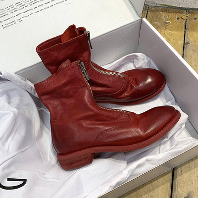 310 Horse Leather Origin Guidi Front Zip Ankle Boots – Short Boots for Women