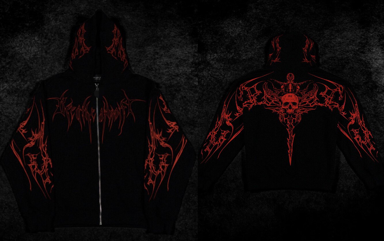 Breathedivinity Dark Gothic Zip-Up Hoodie - 420g French Terry