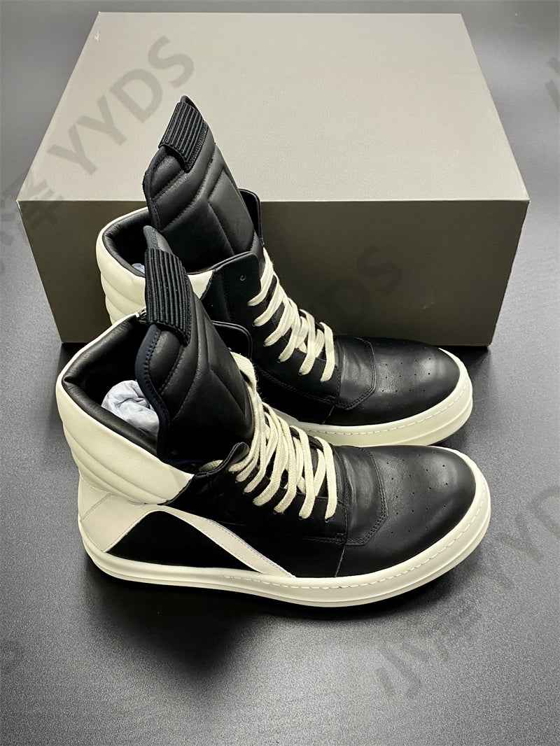 Correct Vers. Rick Owens Wax Surface Satin Sub-line Leather Shoes High/Low Cut - Leather Reverse Triangle