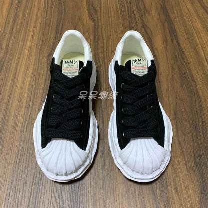 MMY Seashell-Toe Shoes Thick-Soled Unisex Dissolvable Sneakers/Distressed Canvas - Size avaliable 35~47