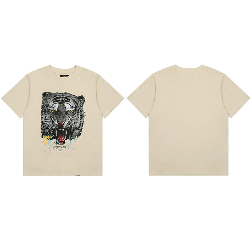 REPRESENT Washed Distressed Doberman Shark Short-Sleeve T-Shirt FOG