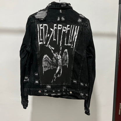 AMIRI Kill Back Denim Jacket - High Street Raw Hem Random Embroidered Patches