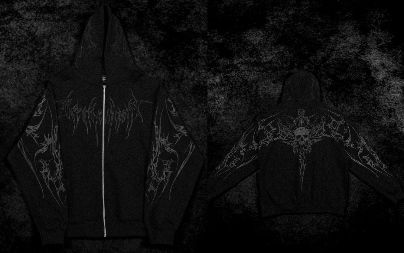 Breathedivinity Dark Gothic Zip-Up Hoodie - 420g French Terry