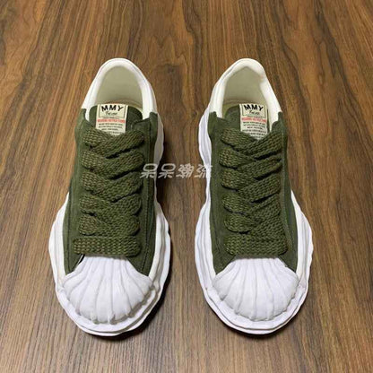 MMY Seashell-Toe Shoes Thick-Soled Unisex Dissolvable Sneakers/Distressed Canvas - Size avaliable 35~47