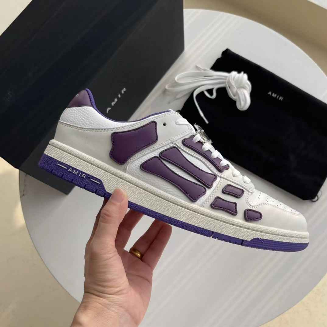 2023SS AMIRI Bone Shoes Lychee Grain Top Layer Cowhide Low-top Leisure Board Shoes