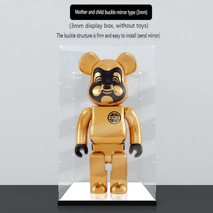 One-Piece Clear Acrylic Display Case for Bearbrick Figures No-Assembly Dustproof Cover - Assembly type 15*13*30cm [400%