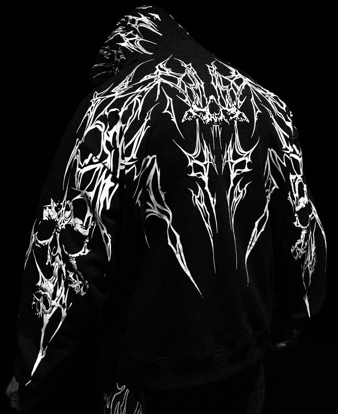 Breathedivinity Dark Gothic Zip-Up Hoodie - 420g French Terry