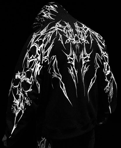 Breathedivinity Dark Gothic Zip-Up Hoodie - 420g French Terry