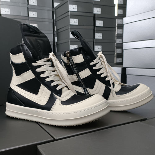 Rick Owen Reverse Triangle High-Top Leather Shoes Thick Sole Sneakers