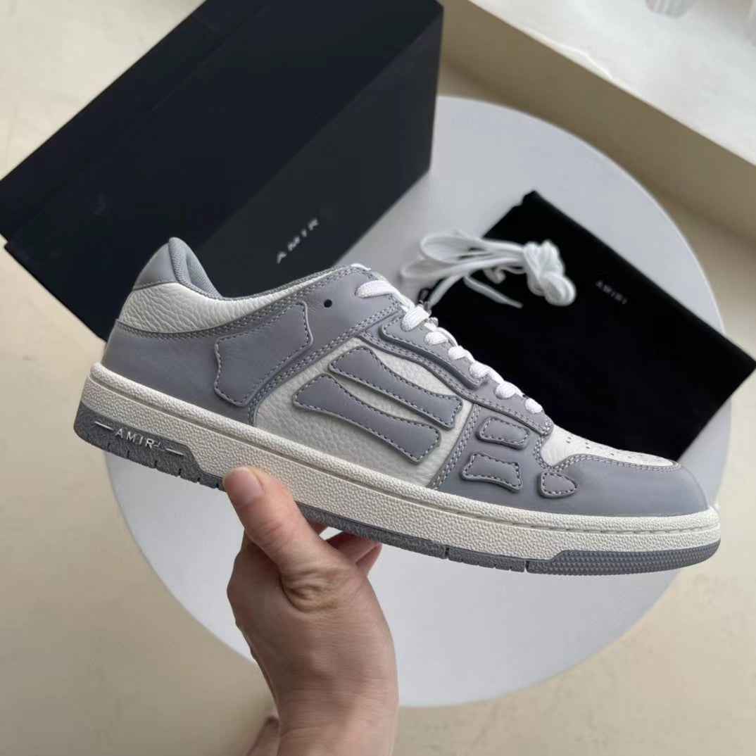 2023SS AMIRI Bone Shoes Lychee Grain Top Layer Cowhide Low-top Leisure Board Shoes