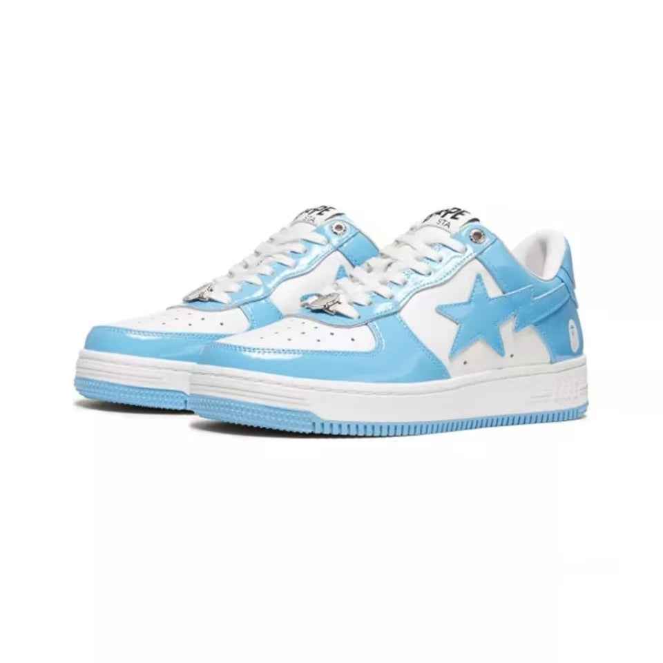 BAPESTA Classic Patent Leather Sneaker Low-Top Casual Skateboard Shoes