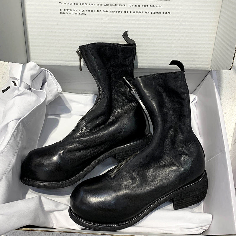 310 Horse Leather Origin Guidi Front Zip Ankle Boots – Short Boots for Women