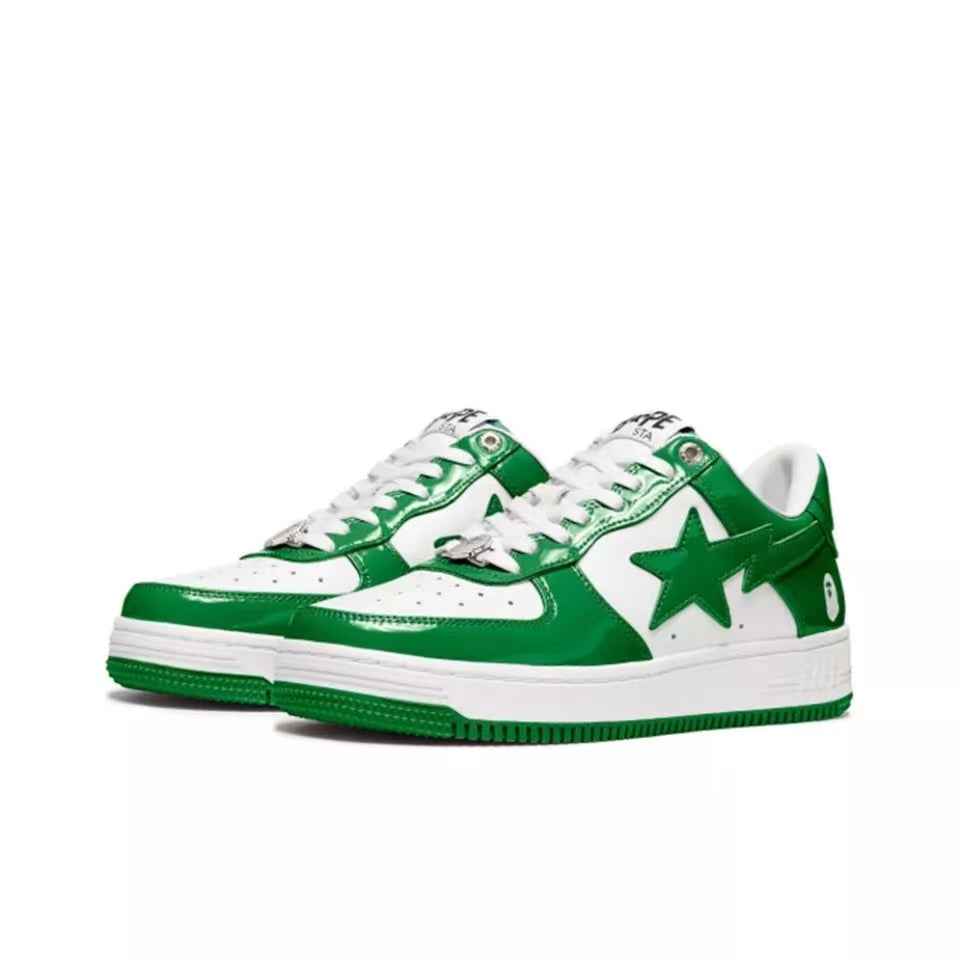 BAPESTA Classic Patent Leather Sneaker Low-Top Casual Skateboard Shoes