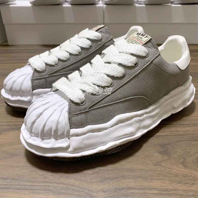 MMY Seashell-Toe Shoes Thick-Soled Unisex Dissolvable Sneakers/Distressed Canvas - Size avaliable 35~47