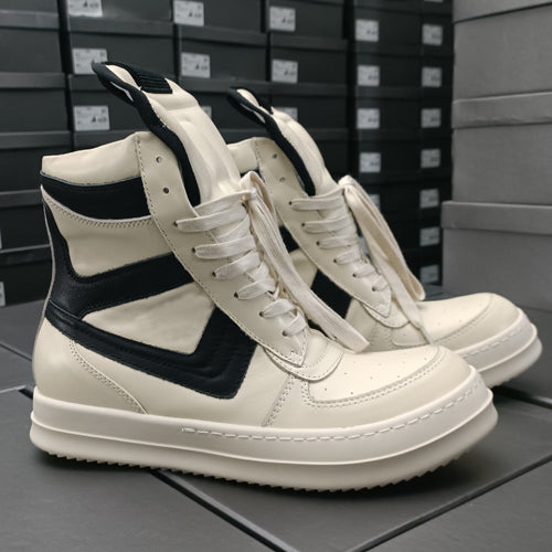 Rick Owen Reverse Triangle High-Top Leather Shoes Thick Sole Sneakers